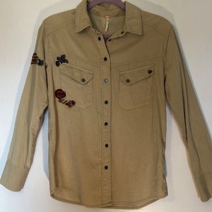 Free People embroidered corduroy western shirt